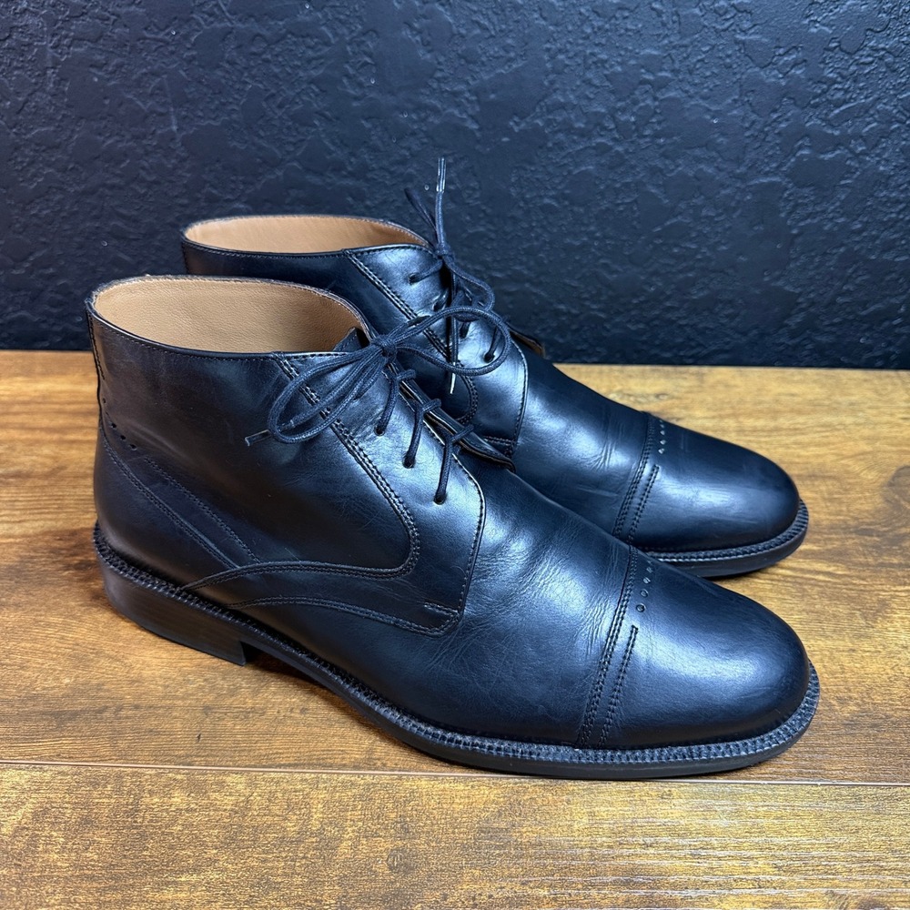 Johnston & Murphy Signature 59-11155 Black Leather Cap Toe Chukka Boots Mens 9M